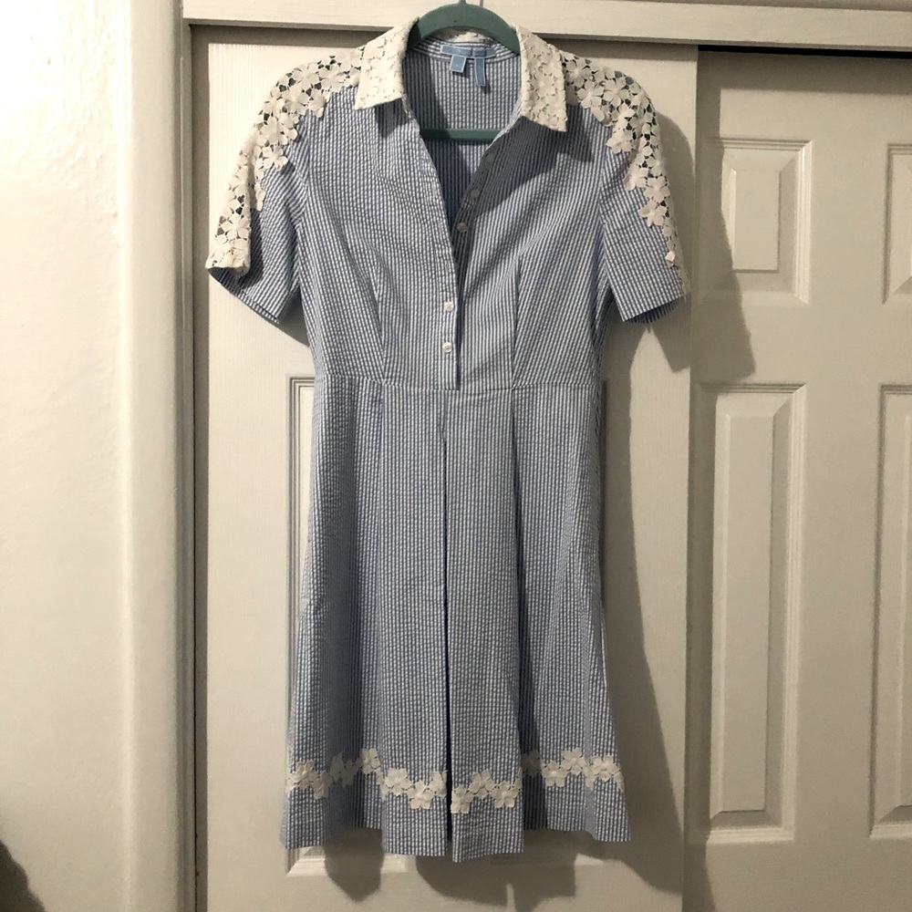 Draper James Seersucker and Lace Dress